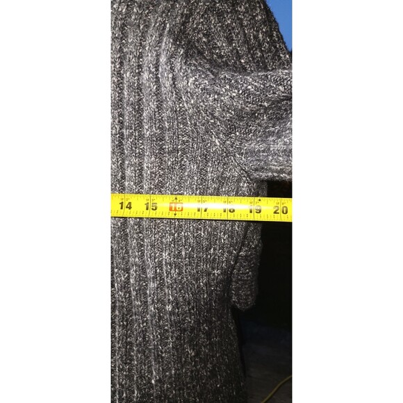 Vintage 90s Alison Sheri XL Wool Sweater Black/Gray Chunky Knit Y2K Comfycore - Picture 3 of 5